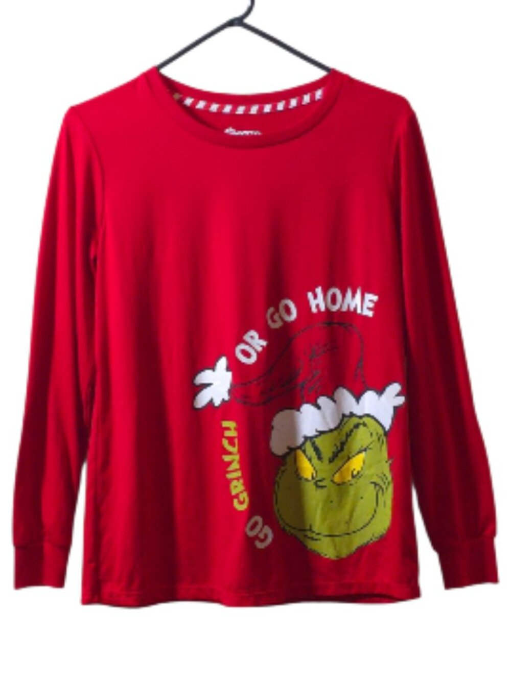 Dr. Seuss Grinch Kids Pajama Top Small 4-6 Red Christmas Long Sleeve Shirt
